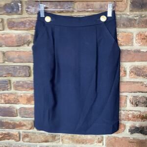 JH Collectibles Vintage Wool Navy Blue Pencil Straight Skirt Women's Size 6P